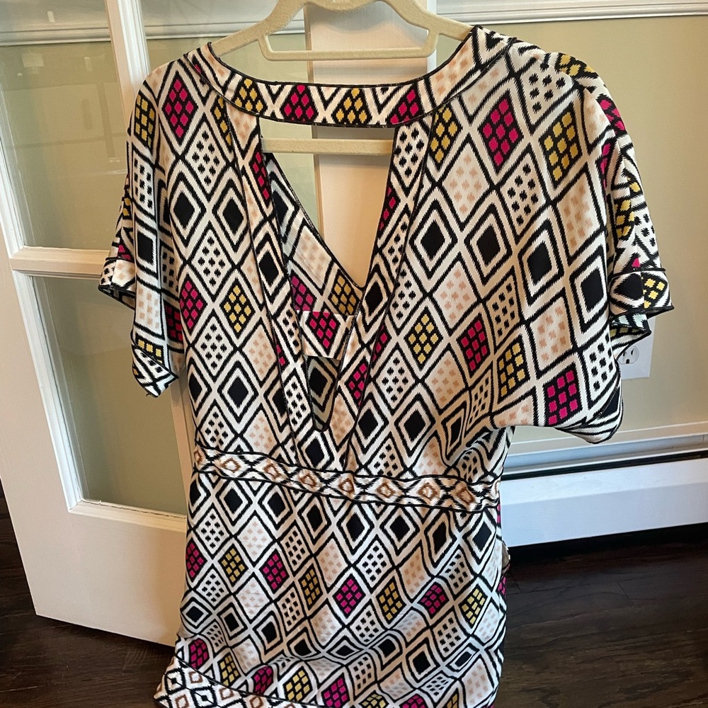 Geometric pattern silk summer dress